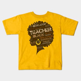 African American Teacher Afro Word Art Kids T-Shirt